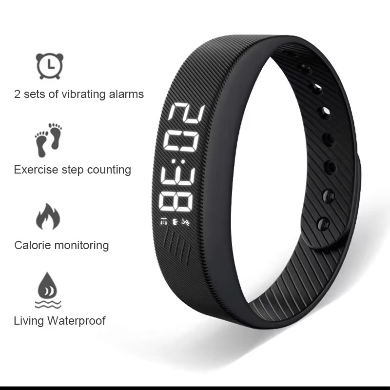 Android Smartwatch Accessories - سوار ذكي LED رقمي مقاوم للماء،